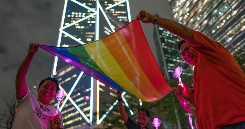 People marking the International Day Against Homophobia, Biphobia and Transphobia in Hong Kong in 2019