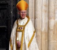 Archbishop of Canterbury wearing robes during the King's coronation.