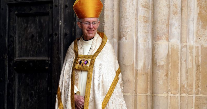 Archbishop of Canterbury wearing robes during the King's coronation.