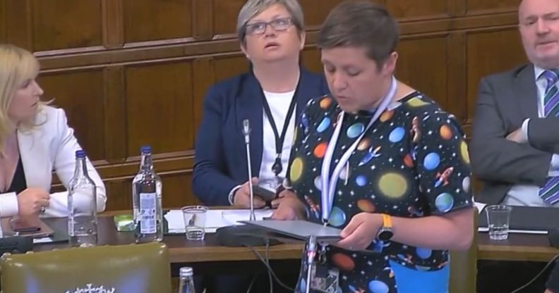 A picture of the equalities debate, in which Joanna Cherry, Rosie Duffield, and Neale Hanvey roll their eyes while Kirsty Blackman speaks.