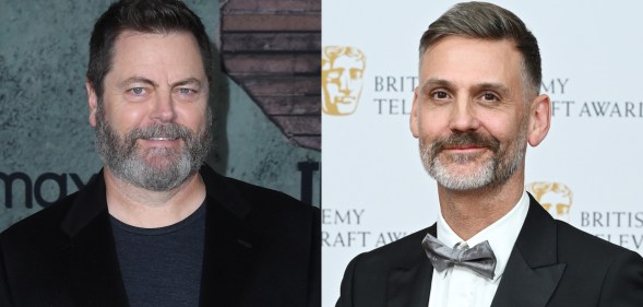 Nick Offerman (L) and The Last of Us director Peter Hoar (R). (Getty)