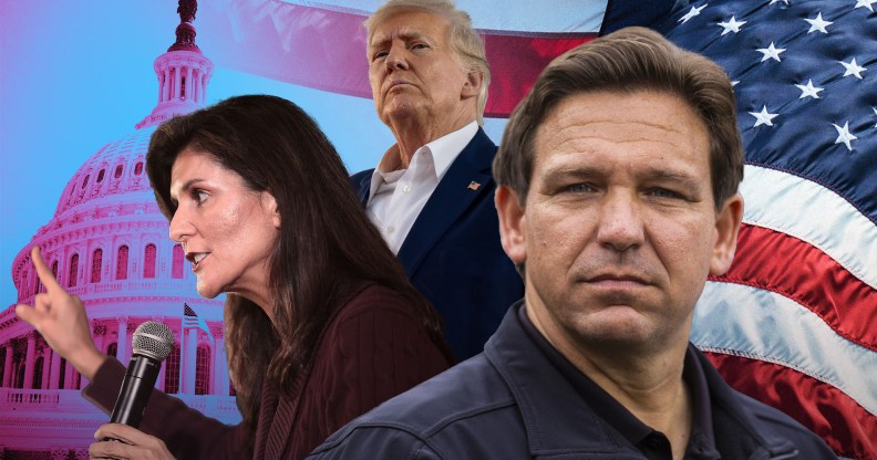 Nikki Haley, Donald Trump and Ron DeSantis