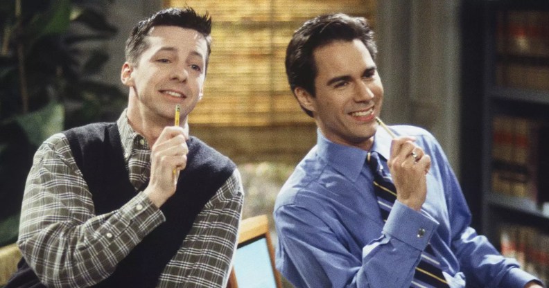 Sean Hayes as Jack (L) and Eric McCormack as Will (R) in Will & Grace. Eric McCormack on WIll and Grace episode that got pulled.