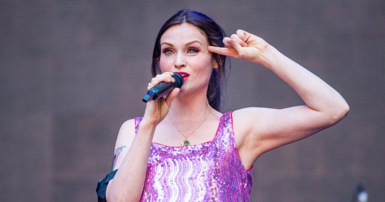 Pride Cymru 2023 headliner Sophie Ellis-Bextor performing on stage supporting Westlife at Wembley Stadium on August 06, 2022 in London, England.