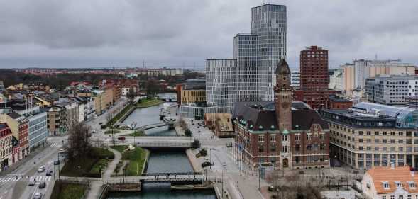 Aerial view of the Malmo city center, Sweden