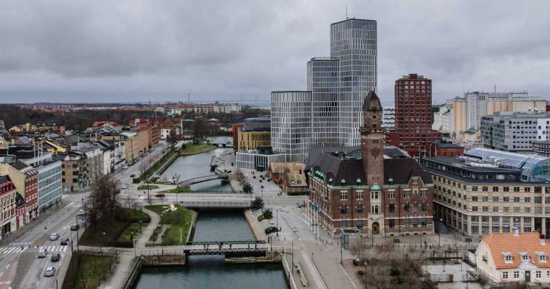 Aerial view of the Malmo city center, Sweden