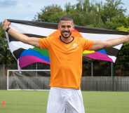 Conor Coady with a ally flag