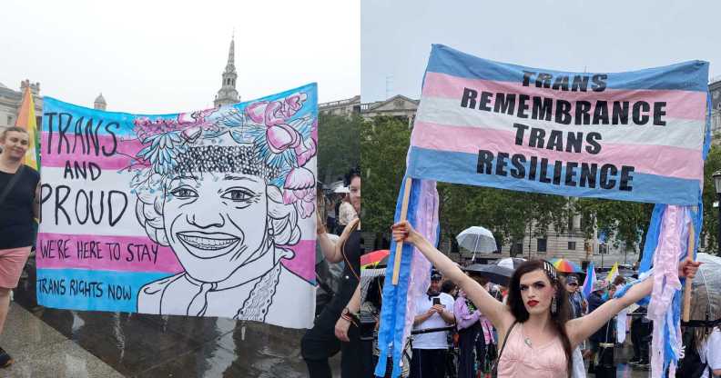 Trans+ Pride in London placards