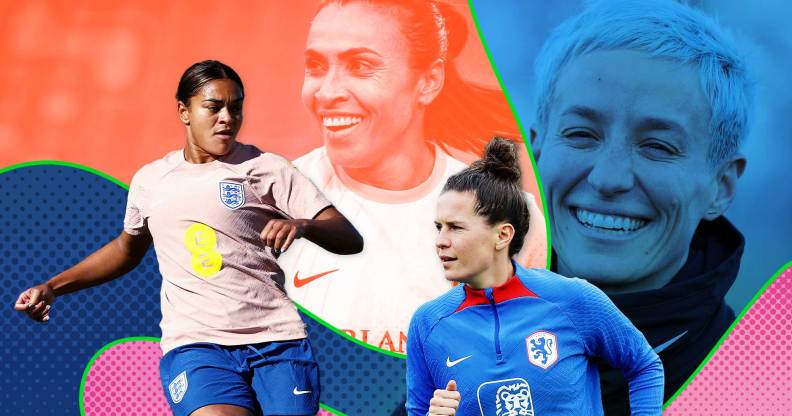 LGBTQ FIFA Women's World Cup 2023 players Megan Rapinoe, Marta Vieira da Silva, Jess Carter, Merel van Dongen