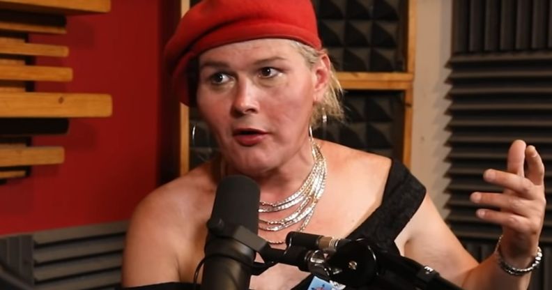 Sarah Jane Baker during an interview in a room filled with sound foam.