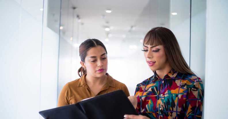 Two people in a workplace