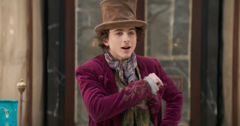 Timothée Chalamet is Willy Wonka in first WONKA trailer.