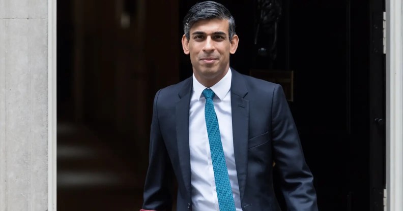 Rishi Sunak pictured leaving No 10 Downing Street.