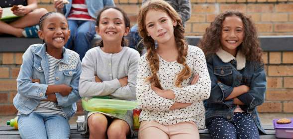 Stock photo of young girls at school