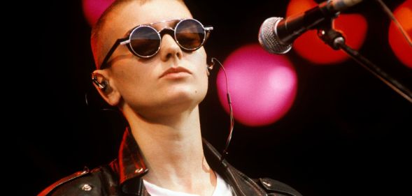 Sinéad O'Connor performing at Glastonbury in 1991.