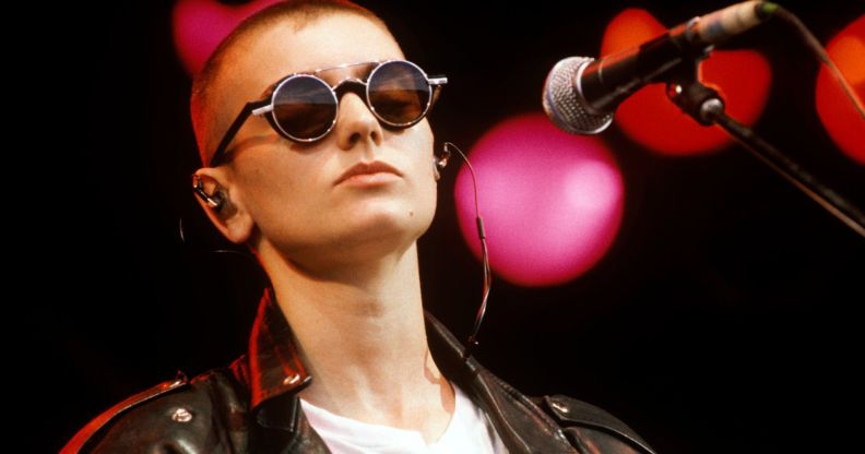 Sinéad O'Connor performing at Glastonbury in 1991.