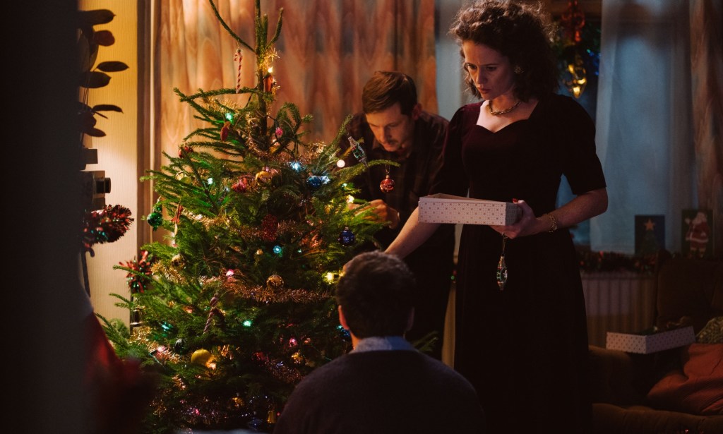 Claire Foy and Jamie Bell as Adam's parents in All of Us Strangers. (Searchlight Pictures)