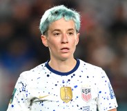 AUCKLAND, NEW ZEALAND - AUGUST 01: Megan Rapinoe of USA is seen during the FIFA Women's World Cup Australia & New Zealand 2023 Group E match between Portugal and USA at Eden Park on August 01, 2023 in Auckland / Tāmaki Makaurau, New Zealand. (Photo by Hannah Peters - FIFA/FIFA via Getty Images)