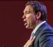 Florida Governor Ron DeSantis during a press conference.