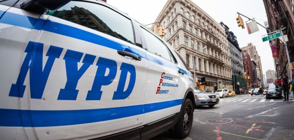 Close-up of an NYPD police car in New York