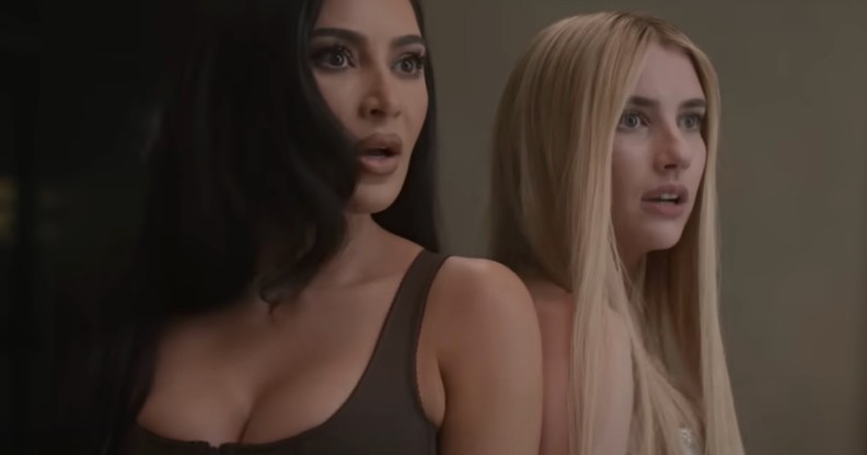 Kim Kardashian (L) and Emma Roberts (R) star in American Horror Story: Delicate.