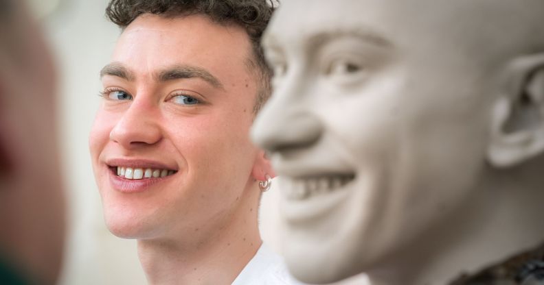 Olly Alexander with the head of his Madame Tussauds wax figure.