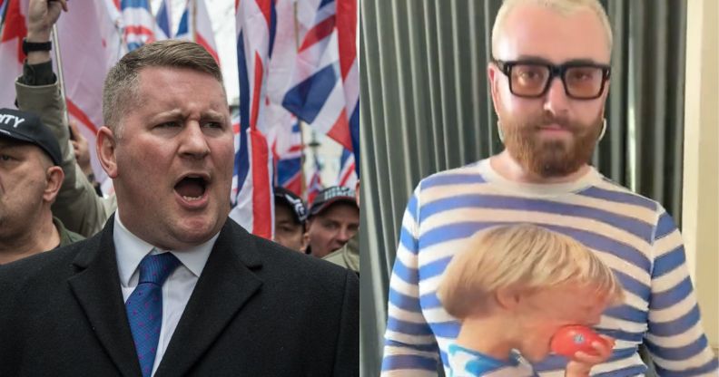 On the left, Britain First leader Paul Golding. On the right, Sam Smith in a new TikTok.