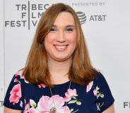 Sarah McBride during a red carpet press event.