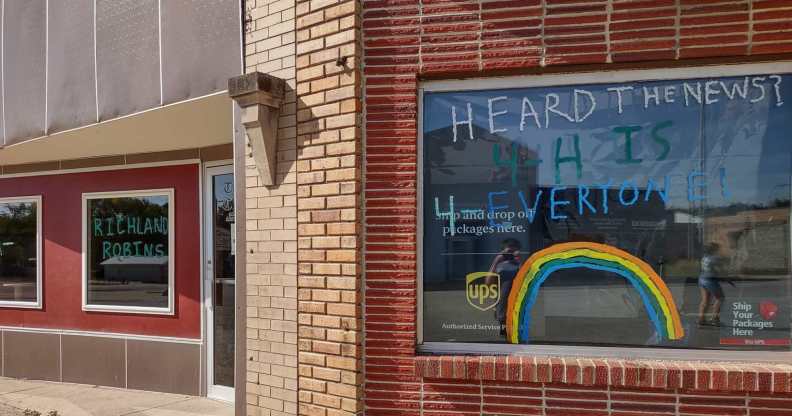 4-H Iowa window display made by former members Elwood and Frannie Burns.