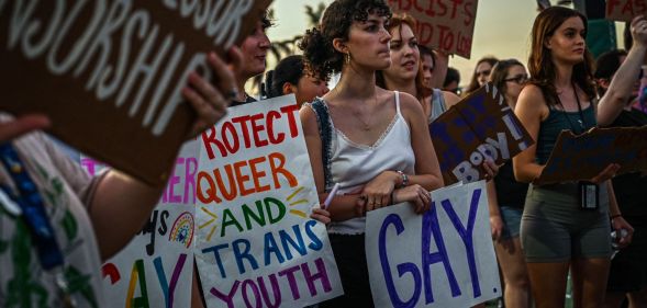 A group of Floridian young adults protest the wave of anti-LGBTQ+ attacks in the state.