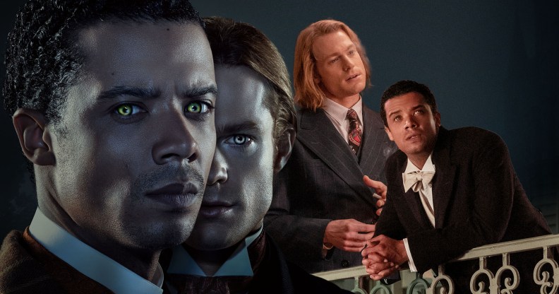 Sam Reid as Lestat and Jacob Anderson as Louis in Interview with the Vampire