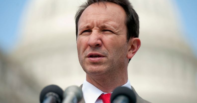 Jeff Landry during a speech outside of Congress.