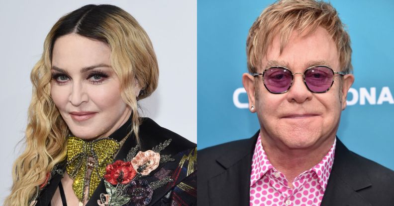 Madonna (left) and Elton John (right).