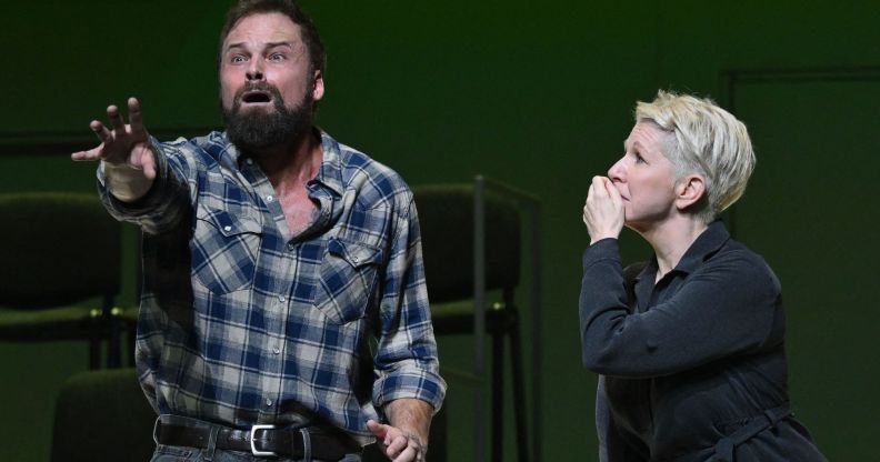 Actors perform during a production of Met Opera's Dead Man Walking.