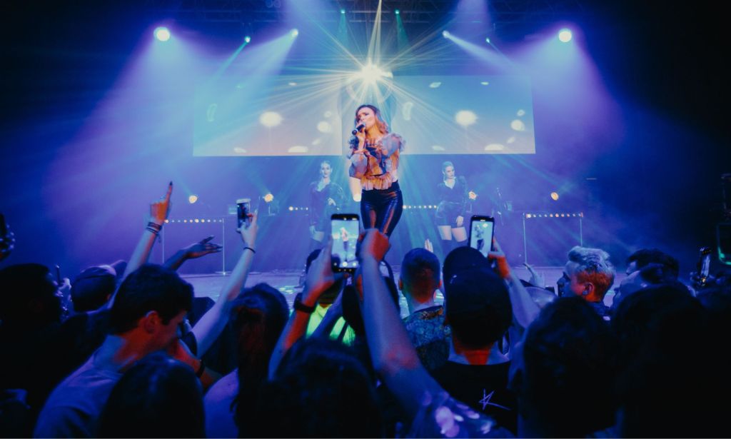 Nadine Coyle on stage at the Clapham Grand.