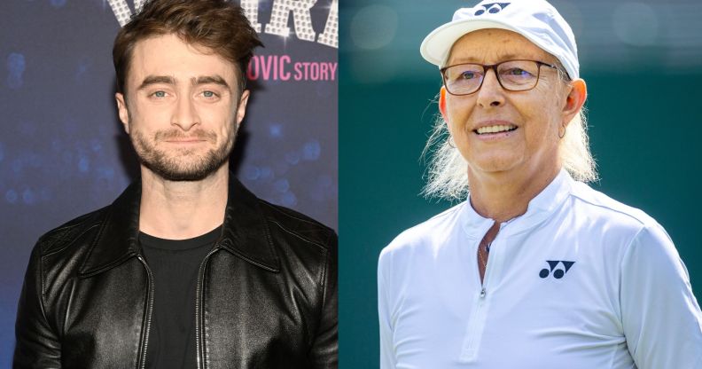 Composite image of actor Daniel Radcliffe and tennis star Martina Navratilova
