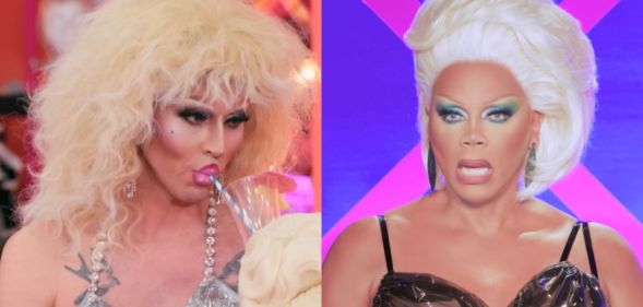 Stills of Vicki Vivacious and RuPaul from Drag Race UK season 5.