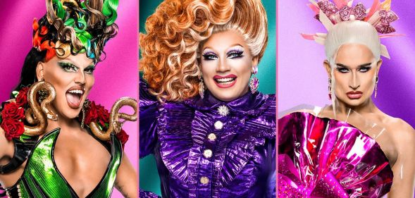 Drag Race UK finalists Michael Marouli, Ginger Johnson and Tomara Thomas.