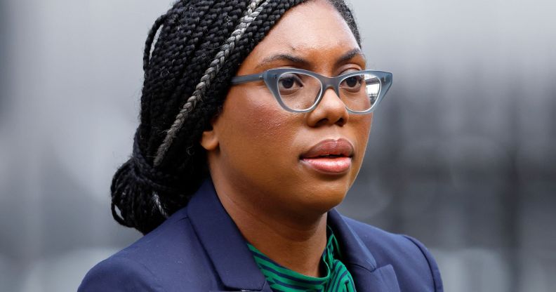 Kemi Badenoch walking near Number 10 Downing Street.