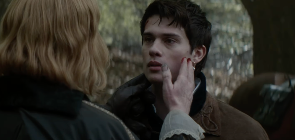 Nicholas Galitzine as King James' gay lover George Villiers in the trailer for Mary & George