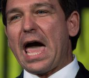 Ron DeSantis with his mouth open.