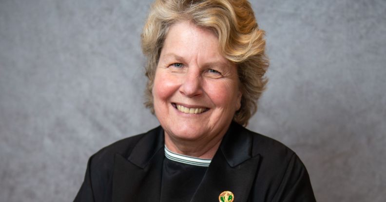 Sandi Toksvig smiling for a photo.