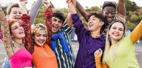 Stock image of a group of queer, Gen Z friends