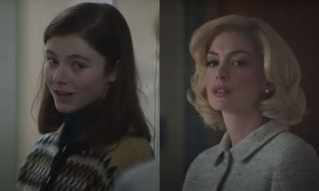 Thomasin McKenzie (left) as Eileen and Anne Hathaway (right) as Rebecca.