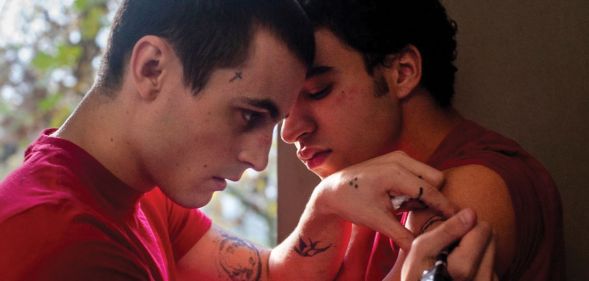 William (Julien De Saint Jean) and Joe (Khalil Ben Gharbia) in Zeno Graton's queer film The Lost Boys. (Kris De Witte)